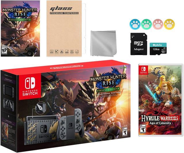 Nintendo Switch Monster Hunter Limited Console Set Plus Monster Hunter Rise  Deluxe Edition, Bundle With Hyrule Warriors: Age of Calamity And Mytrix  Accessories