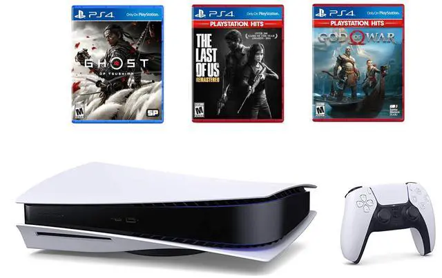 Main image of 2021 New PlayStation Disk Version Console with Wireless Controller with The Last of Us Remastered, God of War & Ghost Of Tsushima