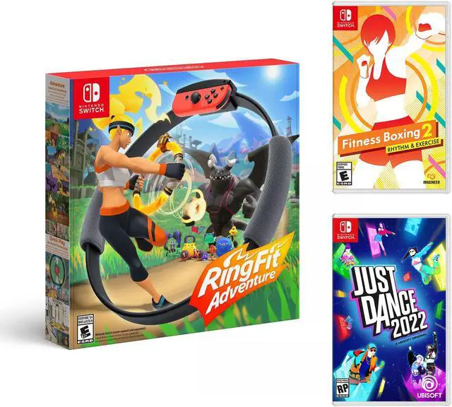Alt view image 4 of 7 - 2021 New Nintendo Switch OLED Model White Joy Con 64GB Console HD Screen & LAN-Port Dock with Fitness Trilogy Bundle: Ringfit, Just Dance, Fitness Boxing, and Mytrix Accessories - Best Fitness Combo