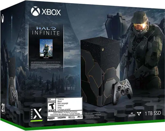 Alt view image 4 of 6 - Microsoft Xbox Series X Halo Infinite Limited Edition Bundle Custom Skin Design with Halo Infinite and Assassin's Creed: Valhalla Full Games Holiday Gift Set