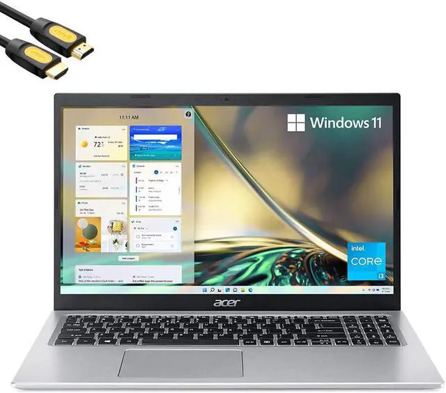 Main image of Acer Aspire 5 Slim Laptop, 15.6" FHD IPS Micro-Edge Display, 11th Gen Core i3-1115G4, 8GB DDR4 RAM, 256 PCIe SSD, USB-C, HDMI, RJ45, WiFi 6, Keypad, 1-Year MS 365, Mytrix HDMI Cable, Silver, Win 11
