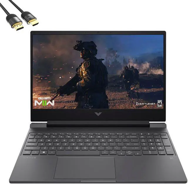 Main image of 2022 HP Victus Gaming Laptop, 15.6" FHD 144Hz Display, 12th Gen Core i5-12450H, GeForce GTX 1650, 32GB RAM, 512GB SSD, USB-C, HDMI, RJ45, SD Card Reader, WiFi6, Backlit, Mytrix HDMI 2.1 Cable, Win 11