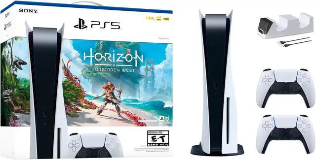 Main image of PlayStation 5 Disc Edition Horizon Forbidden West Bundle with Two DualSense Controllers and Mytrix Dual Controller Charger