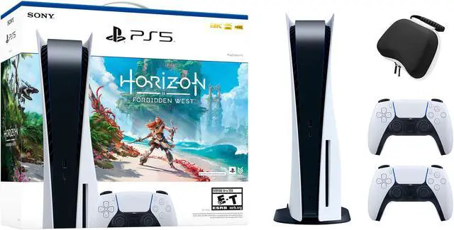 Main image of PlayStation 5 Disc Edition Horizon Forbidden West Bundle with Two DualSense Controllers and Mytrix Hard Shell Protective Controller Case