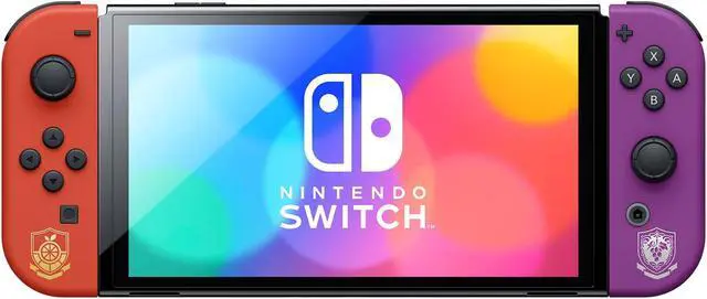 Alt view image 5 of 7 - 2022 Nintendo Switch OLED Model Pokemon Scarlet & Violet Limited Edition, Pokemon Illustrations 64GB Console, Koraidon and Miraidon Glossy White Dock, Mytrix Bamboo Wireless Pro Controller & Accessory