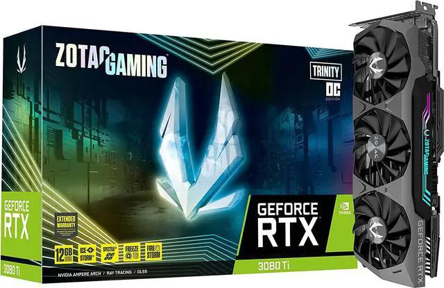 Alt view image 7 of 7 - ZOTAC GeForce RTX 3080 Ti Trinity OC Graphics Card, 12GB GDDR6X 384-bit PCIe 4.0, IceStorm 2.0 Advanced Cooling, Spectra 2.0 RGB Lighting, 3x DisplayPort 1.4a, 1x HDMI 2.1, w/ MT HDMI 2.0 Cable