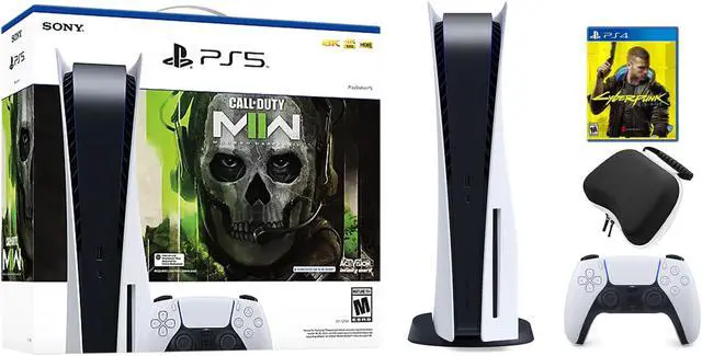 Main image of PlayStation 5 Disc Edition Call of Duty Modern Warfare II Bundle with Cyberpunk 2077 and Mytrix Controller Case