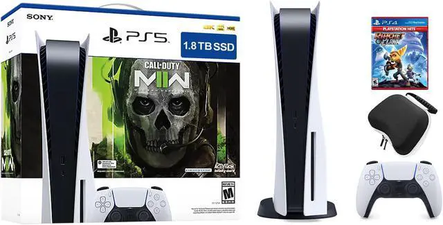 Main image of PlayStation 5 Upgraded 1.8TB Disc Edition Call of Duty Modern Warfare II Bundle with Ratchet & Clank and Mytrix Controller Case