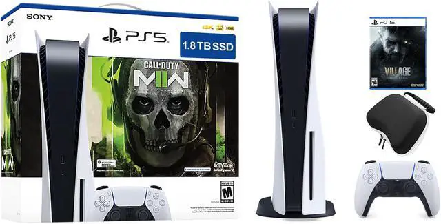 Main image of PlayStation 5 Upgraded 1.8TB Disc Edition Call of Duty Modern Warfare II Bundle with Resident Evil 8 and Mytrix Controller Case