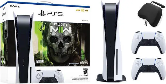 Main image of PlayStation 5 Disc Edition Call of Duty Modern Warfare II Bundle with Two DualSense Controllers and Mytrix Hard Shell Protective Controller Case