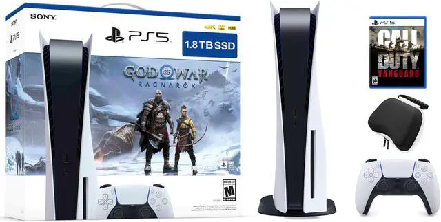 Main image of PlayStation 5 Upgraded 1.8TB Disc Edition God of War Ragnarok Bundle with COD Vanguard and Mytrix Controller Case