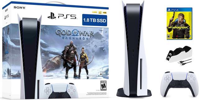 PlayStation 5 Upgraded 1.8TB Disc Edition God of War Ragnarok Bundle with  Cyberpunk 2077 and Mytrix Controller Charger