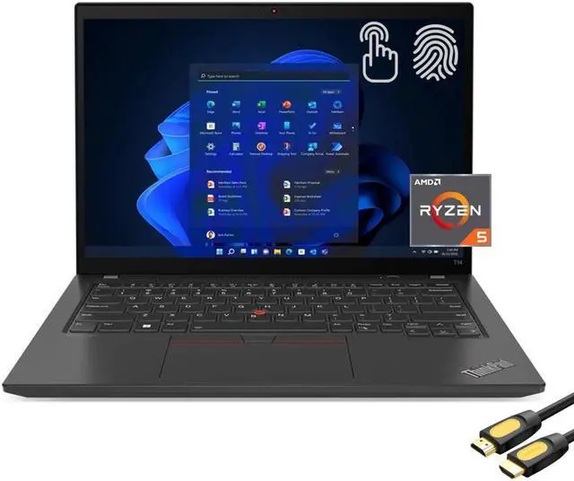 Alt view image 5 of 5 - Lenovo ThinkPad T14 Gen 3 Touch laptop,14" WUXGA IPS Touchscreen, AMD 6-Core Ryzen 5 PRO 6650U (Beat i7-1255U), 16GB RAM, 512GB PCIe SSD, USB-C, WiFi6, Backlit, FP Reader, Mytrix HDMI Cable, Win 11 P