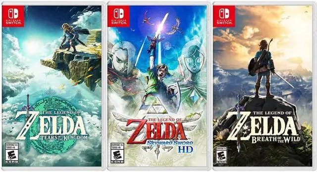 Alt view image 3 of 7 - 2023 Nintendo Switch OLED Zelda Limited Edition 7 in 1 Collection, Green & Gold Joy-Con 64GB Console, Hylian Themed Dock, The Legend of Zelda 3 Games Bundle, 3 Mytrix Accessories for NS OLED Console
