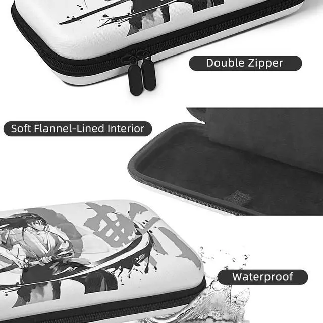 Alt view image 5 of 7 - Mytrix Japanese Samurai Carrying Case for Nintendo Switch, Travel Storage Bag with 10 Game Card Slots & Accessory Pocket, Portable Hard Shell Pouch for Switch Console, Shoulder Strap Included