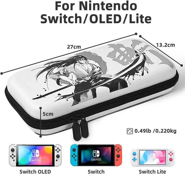 Alt view image 2 of 7 - Mytrix Japanese Samurai Carrying Case for Nintendo Switch, Travel Storage Bag with 10 Game Card Slots & Accessory Pocket, Portable Hard Shell Pouch for Switch Console, Shoulder Strap Included