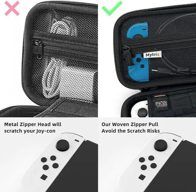 Alt view image 6 of 7 - Mytrix Japanese Samurai Carrying Case for Nintendo Switch, Travel Storage Bag with 10 Game Card Slots & Accessory Pocket, Portable Hard Shell Pouch for Switch Console, Shoulder Strap Included