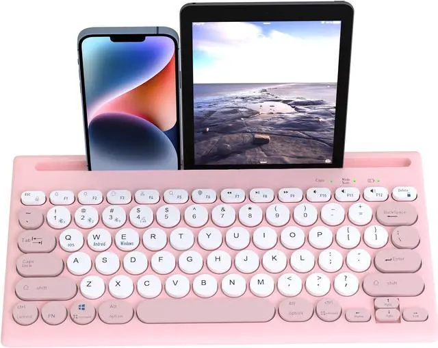 Alt view image 2 of 3 - Mytrix Multi-Device Bluetooth Wireless Keyboard - Pink, with Easy-Switch for Up to 4 Devices, Laptop, Windows, Mac, Chrome OS, Android, iPadOS