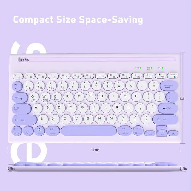 Alt view image 4 of 7 - Mytrix Multi-Device Bluetooth Wireless Keyboard - Purple, with Easy-Switch for Up to 4 Devices, Laptop, Windows, Mac, Chrome OS, Android, iPadOS