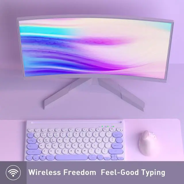 Alt view image 5 of 7 - Mytrix Multi-Device Bluetooth Wireless Keyboard - Purple, with Easy-Switch for Up to 4 Devices, Laptop, Windows, Mac, Chrome OS, Android, iPadOS