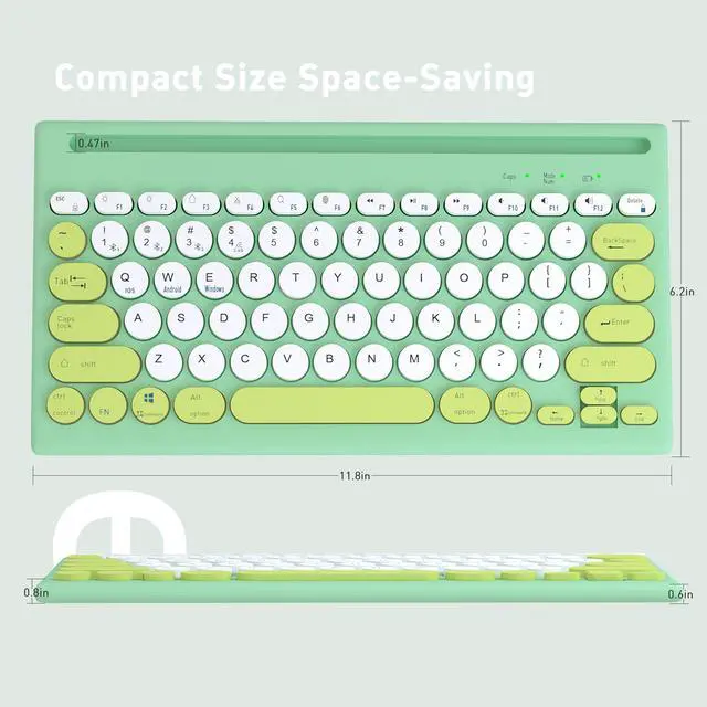 Alt view image 3 of 3 - Mytrix Multi-Device Bluetooth Wireless Keyboard - Green, with Easy-Switch for Up to 4 Devices, Laptop, Windows, Mac, Chrome OS, Android, iPadOS