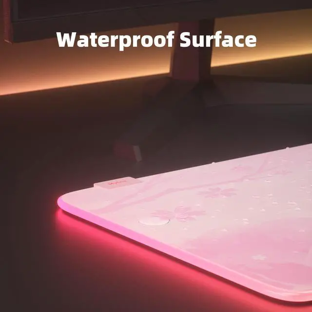 Alt view image 5 of 6 - Mytrix Sakura Cherry Pink RGB LED Extra Large Gaming Mousepad, 14 Modes Glow, Waterproof Rubber, Non Slip, Extended Big Mouse Pad Mat for Gamer Home and Office - Japanese Sakura Design, 800×300×4mm