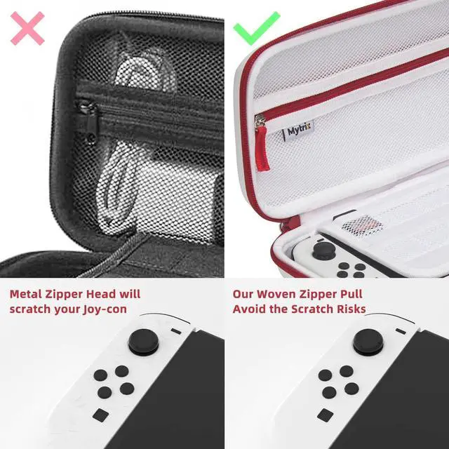 Alt view image 6 of 7 - Mytrix Original Touro Carrying Case for Nintendo Switch, Portable Hard Shell Pouch for Switch Console, Travel Storage Bag with 10 Game Card Slots & Accessory Pocket, Shoulder Strap Included