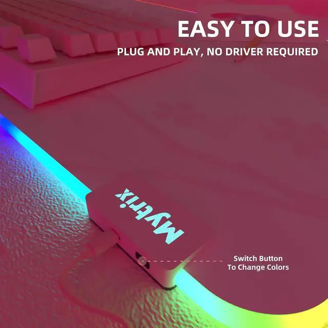 Alt view image 3 of 6 - Mytrix Sakura Cherry Pink RGB LED Extra Large Gaming Mousepad, 14 Modes Glow, Waterproof Rubber, Non Slip, Extended Big Mouse Pad Mat for Gamer Home and Office - Japanese Sakura Design, 800×300×4mm