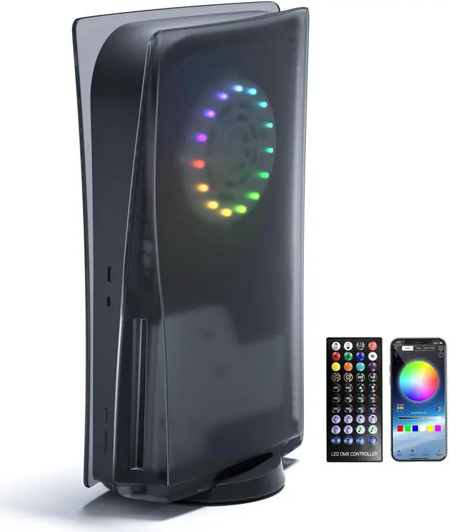 Main image of Mytrix PS5 Faceplate 2 in 1 Translucent Black Plates for PS5 Disc Edition + RGB LED Music Sync Light Strips Kit: Replacement Console Face Plate, Sound Sync Mode Lighting with 8 Colors 400+ DIY Effects