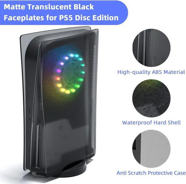 Alt view image 5 of 7 - Mytrix PS5 Faceplate 2 in 1 Translucent Black Plates for PS5 Disc Edition + RGB LED Music Sync Light Strips Kit: Replacement Console Face Plate, Sound Sync Mode Lighting with 8 Colors 400+ DIY Effects