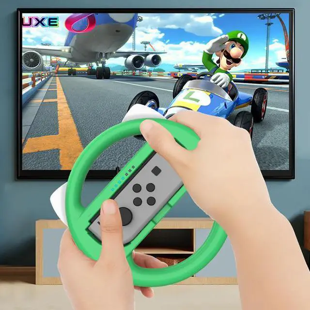 Alt view image 7 of 7 - Mytrix Racing Steering Wheels Hand Grips Accessories For Nintendo Switch Joy Con with Kawaii Cat Ears - Red and Green 4 Pcs