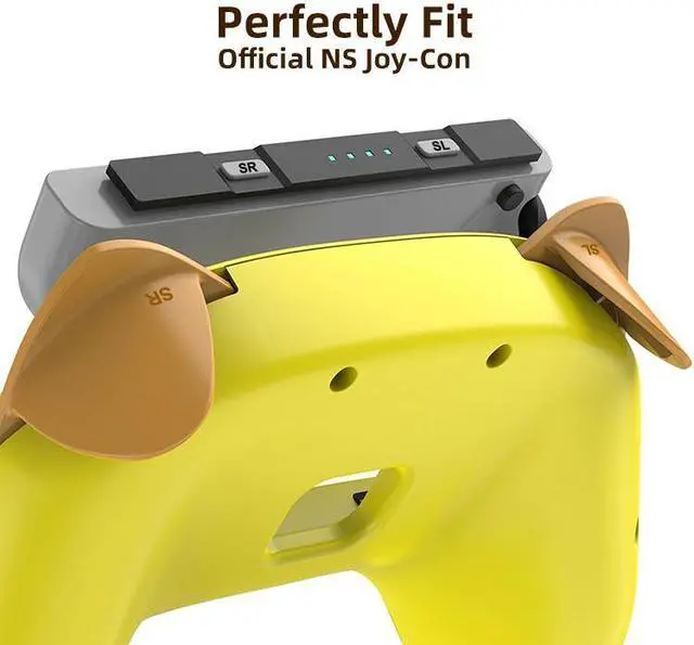 Alt view image 3 of 7 - Mytrix Racing Steering Wheels Hand Grips Accessories For Nintendo Switch Joy Con with Kawaii Cat Ears - Yellow and Brown 4 Pcs