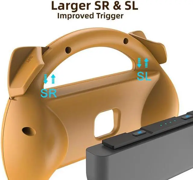 Alt view image 4 of 7 - Mytrix Racing Steering Wheels Hand Grips Accessories For Nintendo Switch Joy Con with Kawaii Cat Ears - Yellow and Brown 4 Pcs