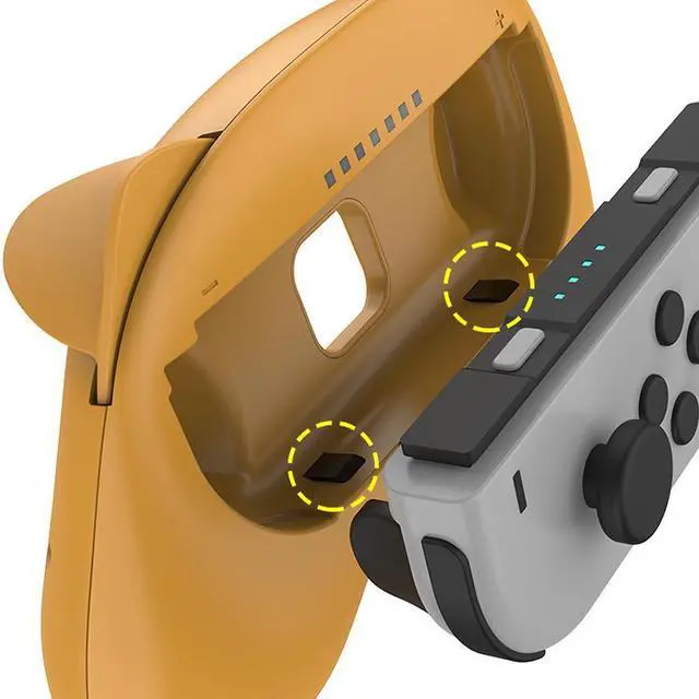 Alt view image 6 of 7 - Mytrix Racing Steering Wheels Hand Grips Accessories For Nintendo Switch Joy Con with Kawaii Cat Ears - Yellow and Brown 4 Pcs