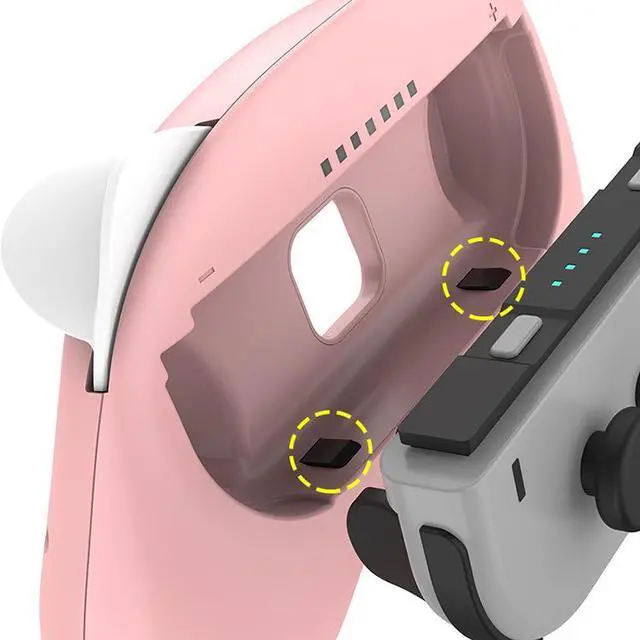 Alt view image 6 of 7 - Mytrix Racing Steering Wheels Hand Grips Accessories For Nintendo Switch Joy Con with Kawaii Cat Ears - Pink and Blue 4 Pcs