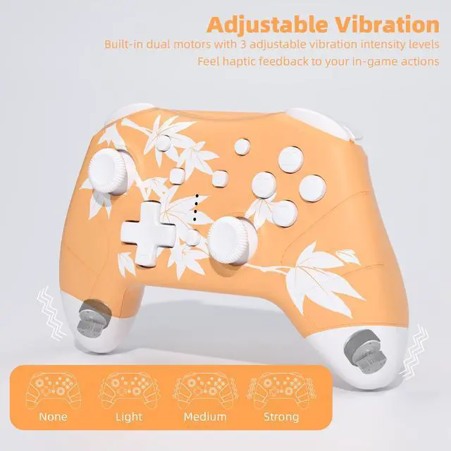 Alt view image 5 of 6 - Mytrix Maple Orange Wireless Switch Pro Controller for Nintendo Switch, Newest Switch OLED, Switch Lite - HOME Wake-Up, Headphone Jack, Auto-Fire Turbo, Motion Control, Adjustable Vibration