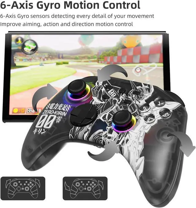 Alt view image 6 of 7 - Mytrix Zero-Kirin Wireless Pro RGB Controller With Programmable Back Buttons And Turbo, For Nintendo Switch, PC, Android & IOS