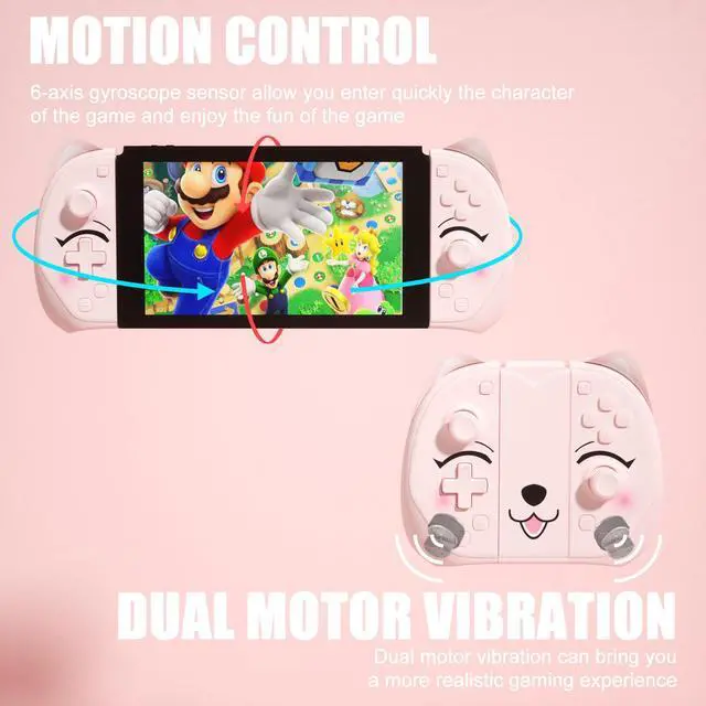 Alt view image 3 of 4 - Mytrix Peachie Joycon Wireless Controller for Nintendo Switch, Mappable Button, Wake Up, Turbo, Vibration, Motion Function, L/R NS Remote Joy-Con Replacement for Switch, Switch OLED & Switch Lite