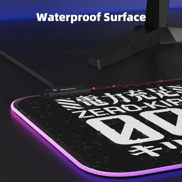 Alt view image 2 of 7 - Mytrix Zero-Kirin RGB Gaming Mouse Pad, LED Soft Extended Large Office Mouse Pad, Waterproof Surface, Anti-Slip Rubber Base, Keyboard Mouse Mat - Black, 800×300×4mm