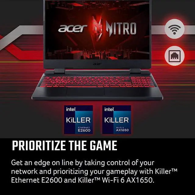 Alt view image 6 of 7 - Acer Nitro 5 Gaming Laptop, 15.6" FHD IPS 144Hz Display, 12th Gen Intel Core i5-12500H, GeForce RTX 3050 Ti 4GB, 16GB RAM, 512GB PCIe 4.0, Backlit KB, Thunderbolt 4, HDMI, Wi-Fi 6, Win 11 Pro