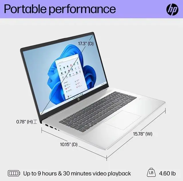 Alt view image 5 of 7 - HP Laptop for Business & Student, 17.3" FHD IPS Anti-Glare Display, Intel Core i3-N305, 16GB RAM, 512GB PCIe SSD, FP Reader, Keypad, WiFi 6, Fast Charge, Webcam, USB-C, Mytrix HDMI Cable, Win 11 Pro