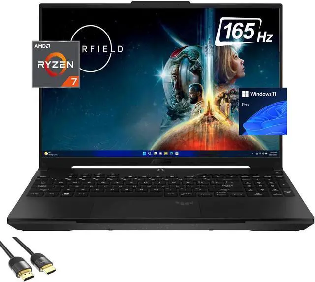 Main image of ASUS TUF A16 Gaming Laptop, 16" WUXGA 165Hz Display, AMD 8-Cores Ryzen 7 7735HS, AMD Radeon RX7700S, 16GB DDR5, 1TB PCIe 4.0, Backlit KB, WiFi 6, BT, USB-C, RJ45, HDMI, Mytrix HDMI Cable, Win 11 Pro