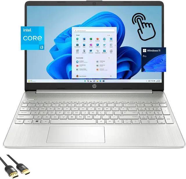 Main image of HP Laptop for Students and Business, 15.6" Micro Edge Touchscreen Display, 12th Gen Core i3-1215U, 16GB RAM, 2TB PCIe SSD, Webcam, Keypad, SD Card Reader, USB-C, Fast Charge, Mytrix HDMI, Win 11 Pro