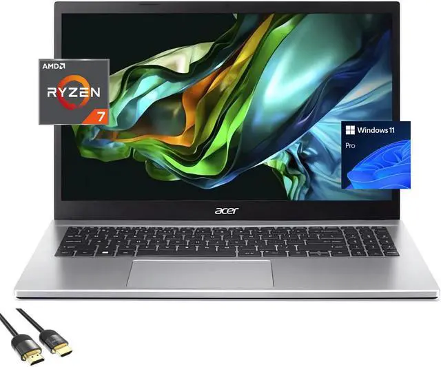 Main image of Acer Aspire 3 Laptop for Student & Business, 15.6" FHD Micro-Edge Display, AMD Ryzen 7 5700U (Up to 4.3 GHz), 64GB RAM, 1TB NVMe SSD, WiFi 6, Keypad, Webcam, USB-C, RJ45, HDMI, Mytrix HDMI, Win 11 Pro