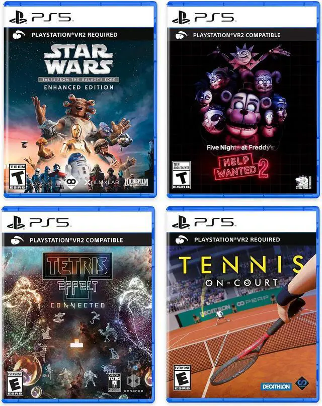 Alt view image 6 of 7 - PlayStation VR2 bundle plus 4 Fresh Hits VR2 Game Package: Star Wars, FNAF Help Wanted 2, Tetris Effect, Tennis On-Court, and Microfiber Cleaning Cloth - PlayStation 5 PSVR2 - White