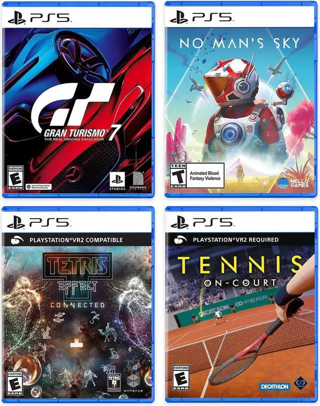 Alt view image 6 of 7 - PlayStation VR2 bundle plus 4 Fresh Hits VR2 Game Package: Gran Turismo 7, No Man's Sky, Tetris Effect, Tennis On-Court, and Microfiber Cleaning Cloth - PlayStation 5 PSVR2 - White