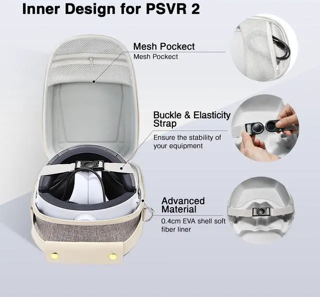 Alt view image 2 of 7 - PlayStation VR2 bundle with Gray Carrying Case, includes Shoulder Strap, Lens Cover and Microfiber Cleaning Cloth - White - PSVR2