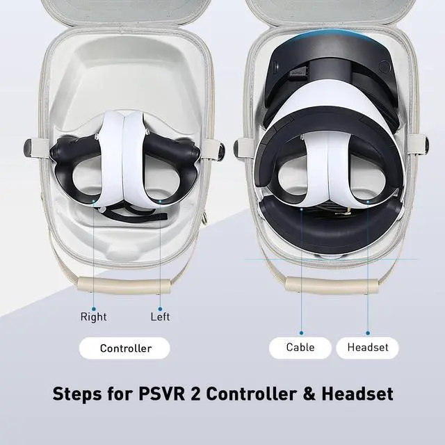 Alt view image 3 of 7 - PlayStation VR2 bundle with Gray Carrying Case, includes Shoulder Strap, Lens Cover and Microfiber Cleaning Cloth - White - PSVR2