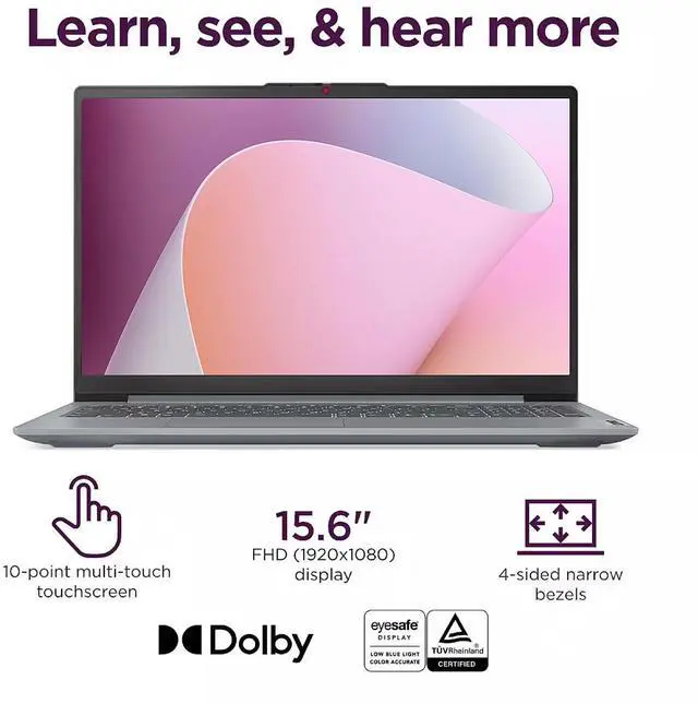Alt view image 3 of 7 - Lenovo IdeaPad Slim 3 Linux Laptop, 15.6" FHD Touchscreen Laptop, 8-Core AMD Ryzen 7 5825U, 16GB RAM, 512GB SSD, Keypad, SD Card Reader, Stylus Pen + External Portable SSD + USB Hub, Linux Ubuntu OS
