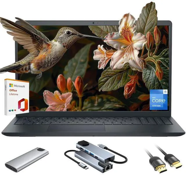 Main image of Dell Inspiron 3535 15.6 FHD Touchscreen Laptop, Intel Core i5-1334U, 32GB RAM, 1TB SSD, 3-in-1 External Storage Bundle, Lifetime Office, WiFi 6, Keypad, HDMI, Windows 11 Home